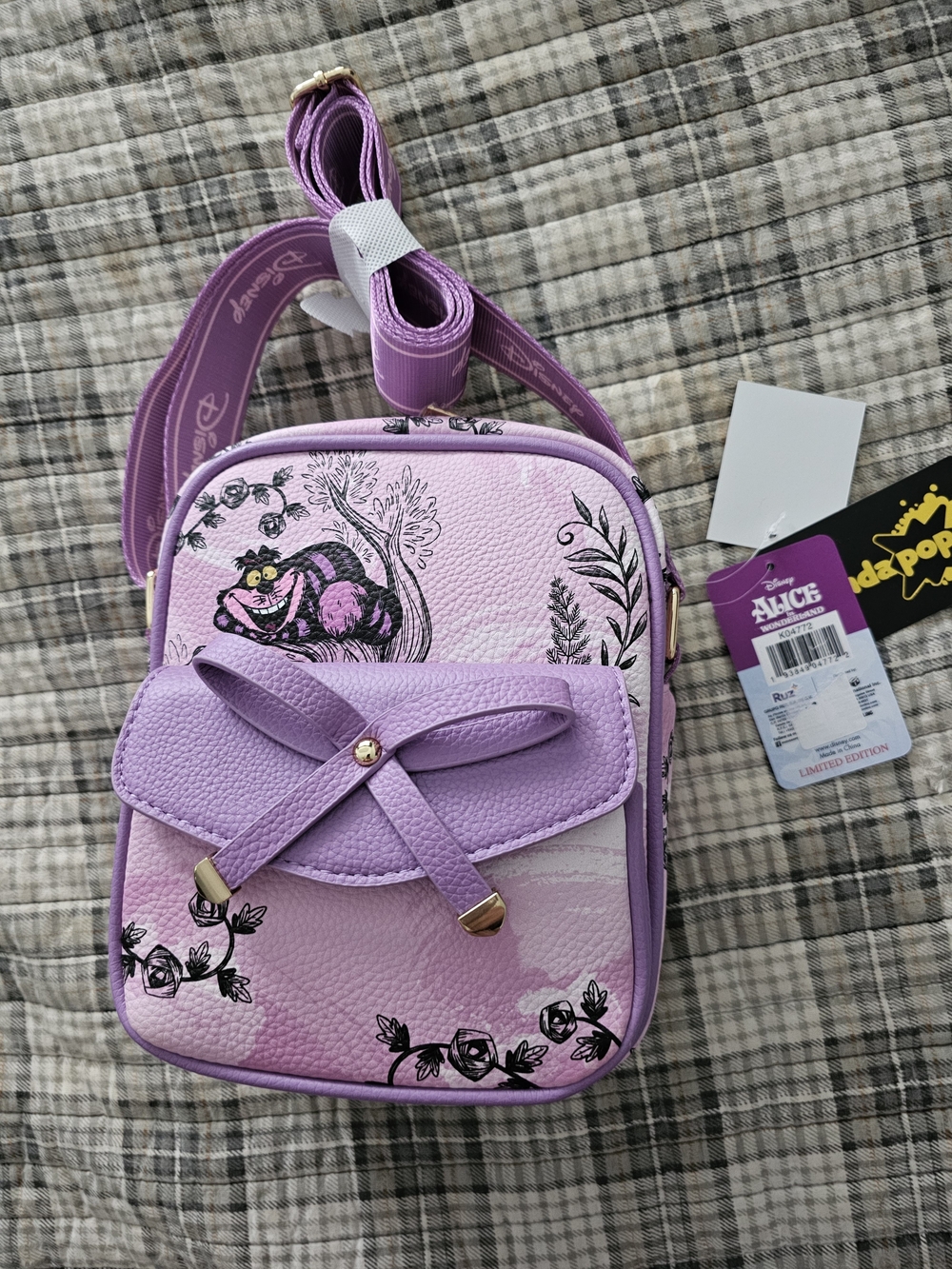 Wondapop x Disney Alice Purple Cheshire Cat Mini Crossbody Bag